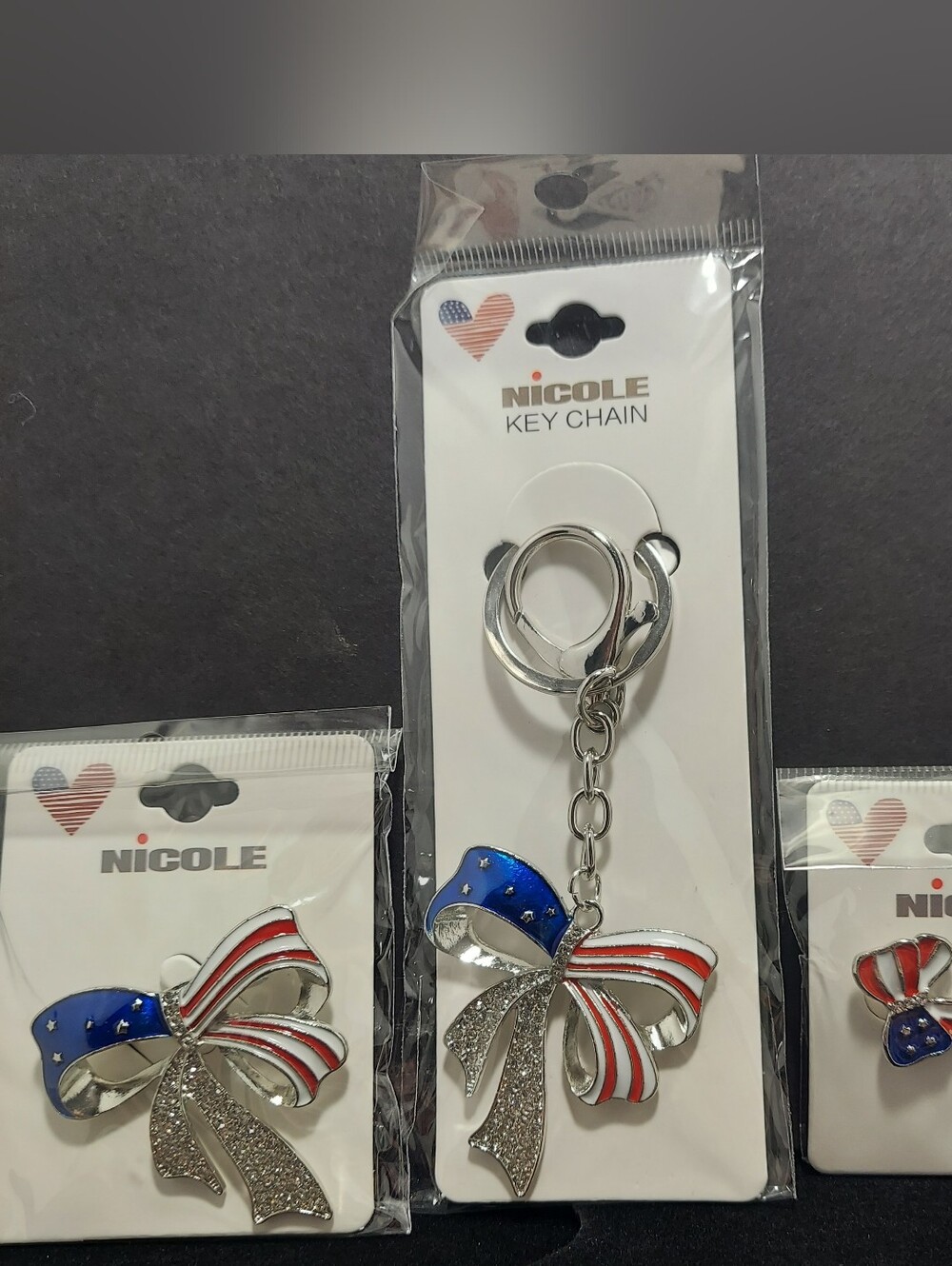 Silver-Tone Nicole Patriotic Bow Accessory Set # 1
